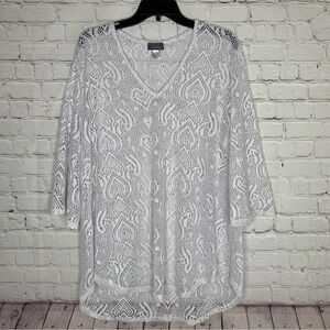 Jordyn Taylor Womens White See-Through Swim Coverup Size XL